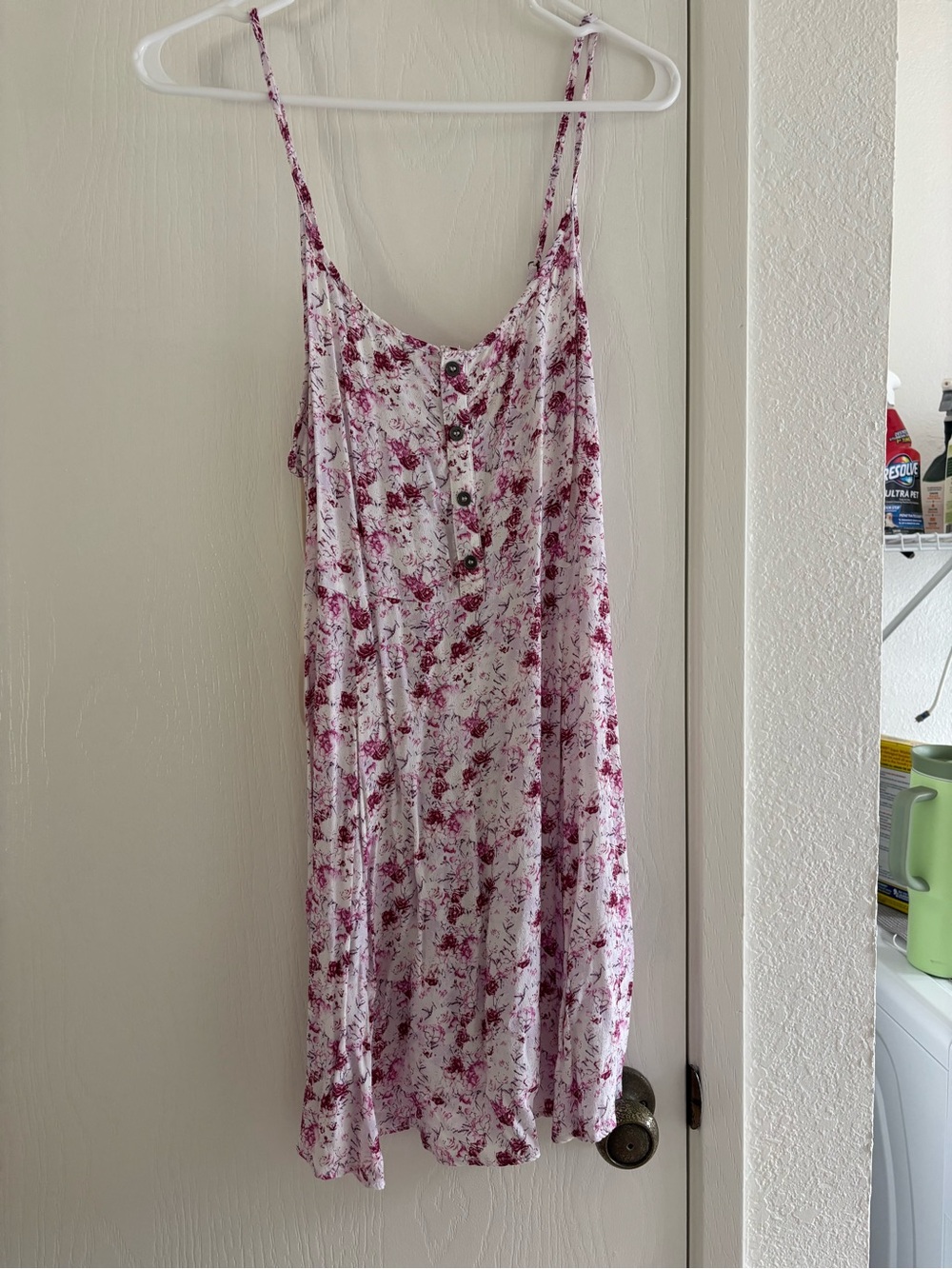 Floral Button-Front Mini Dress in Pink